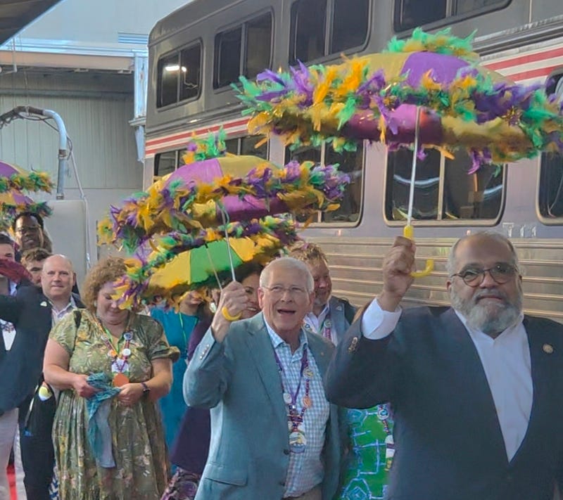 VIPs boarding the Mardi Gras Service