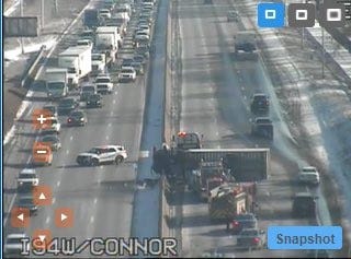 All eastbound lanes of I-94 were forced to close this afternoon after a gravel hauler collided with a barrier wall in Detroit