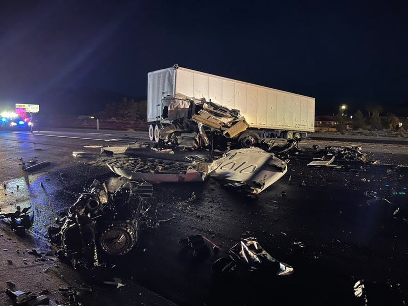 Scene of a fatal crash on I-15 near Mesquite on April 28th, 2021
