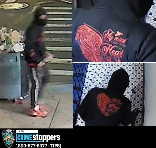 Surveillance photos of the suspect in the SoHo rape on April 21, 2024.