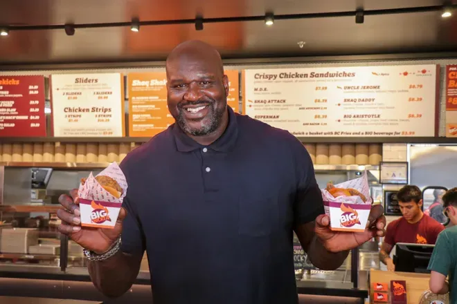 Shaq with Big Chicken food