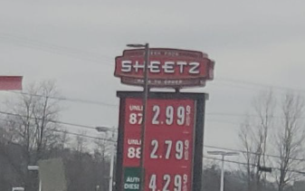 Gas $2.99 a gallon at Sheetz in Baden