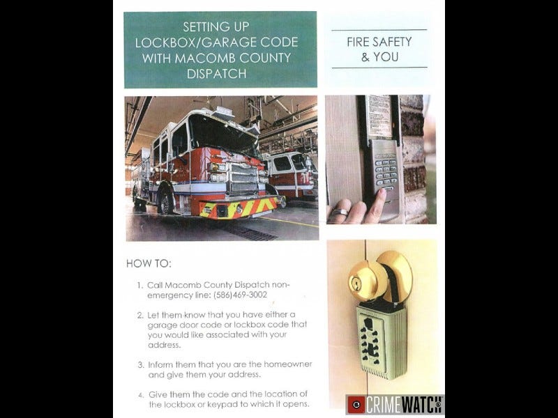 Flier targeting residents for lockbox codes