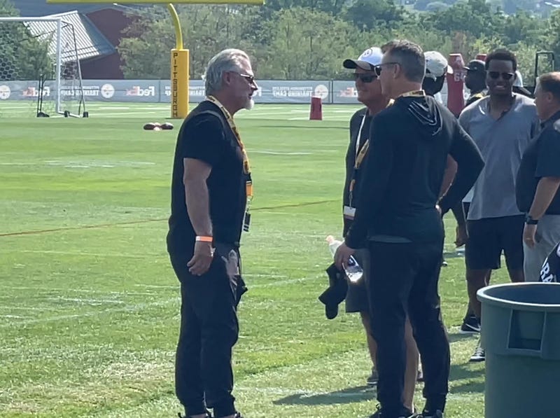 Derek Shelton, Ben Cherington, Kevin Colbert at Steelers camp