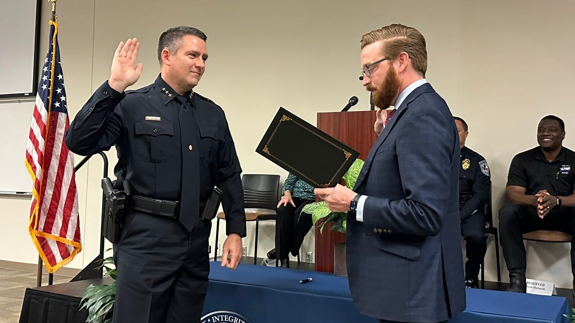 New Denton Police Chief Doug Shoemaker sworn in