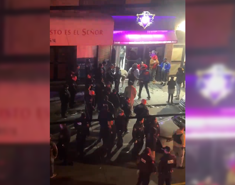 Police investigated outside Evntz on the Rock, an event venue in Far Rockaway, following a shooting Tuesday night