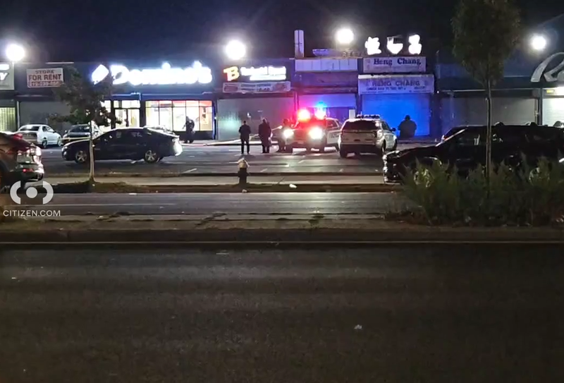 Police cordoned off the parking lot with crime scene tape and investigated into the morning