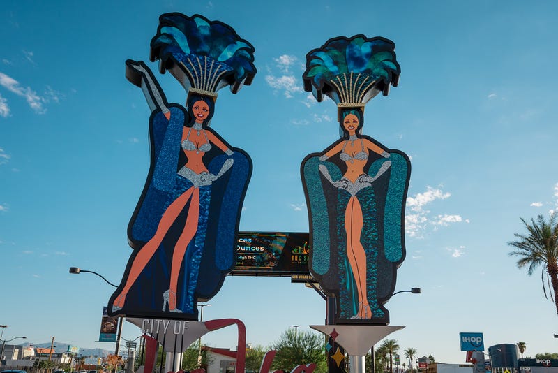 New 50-foot tall showgirl signs welcome drivers to downtown Las Vegas