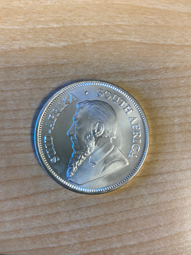 1-oz silver South African Krugerrand coin