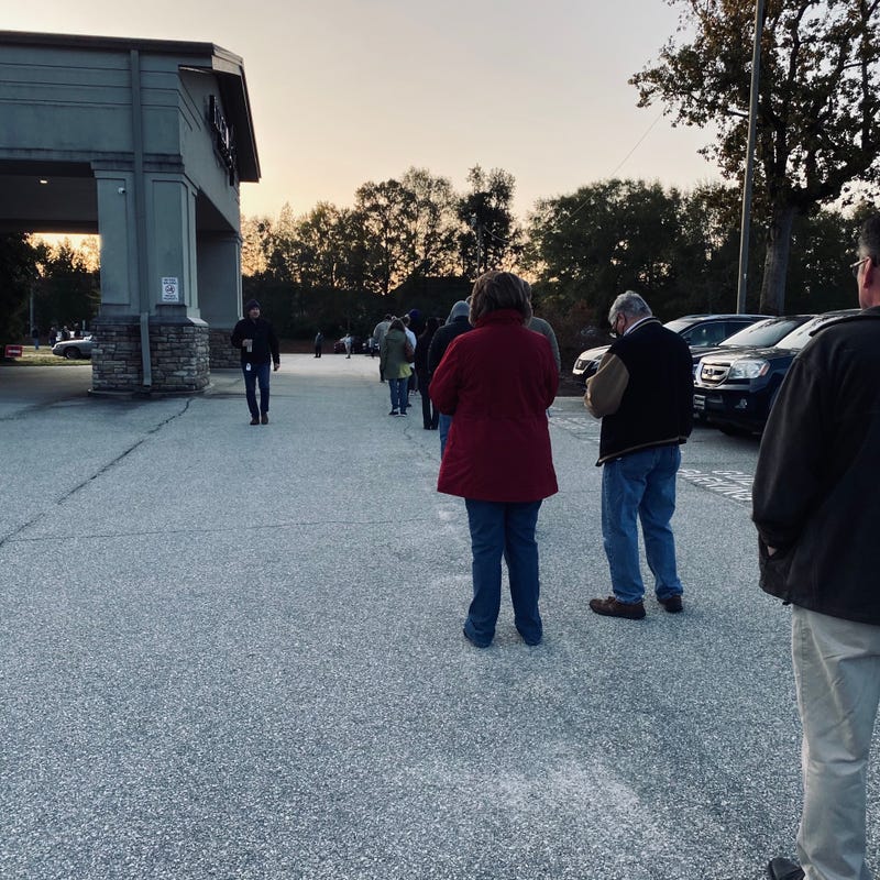 Voters line up in the cold in Simpsonville