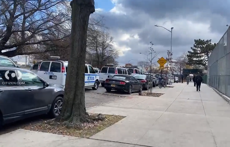 Police were seen outside the school after the slashing