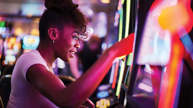 Valley View Casino - girl playing slot machine