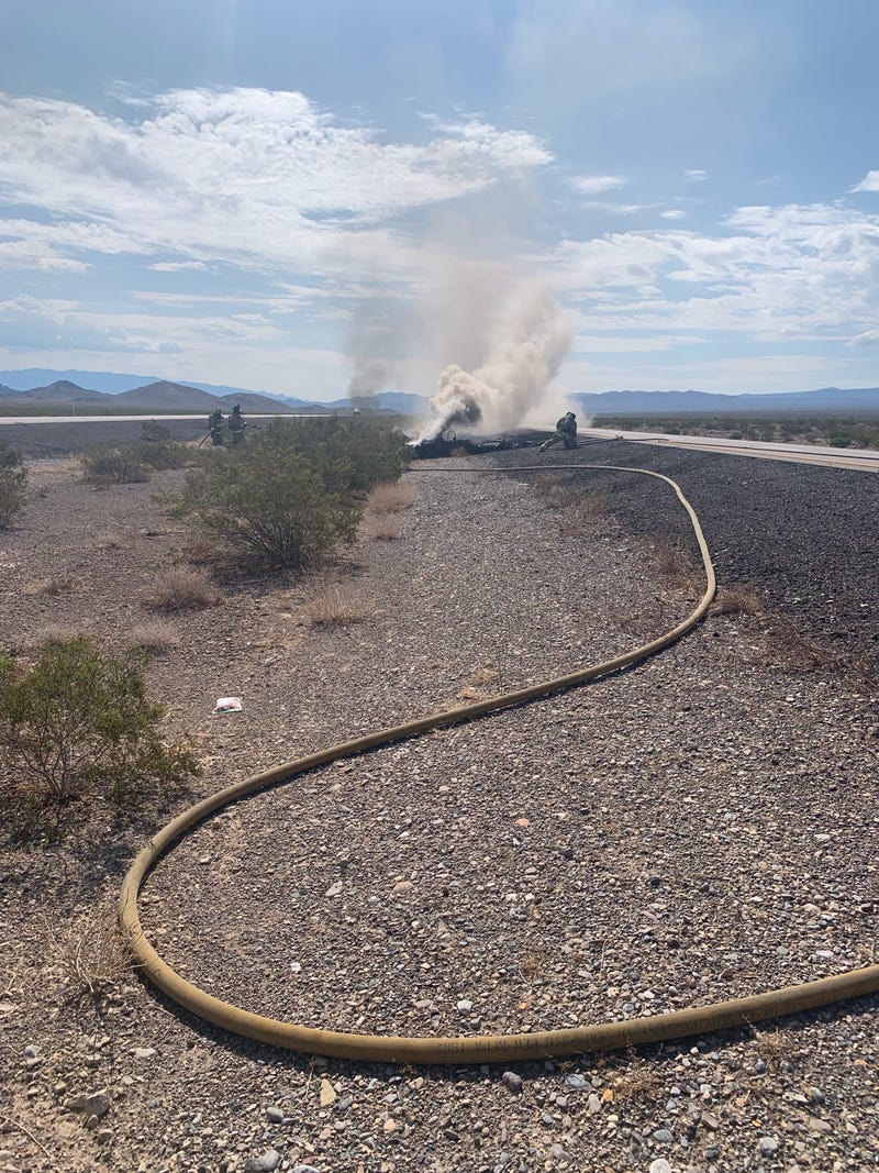 Scene of a small plane crash on Hwy 95 north of Indian Springs on July 28th, 2021