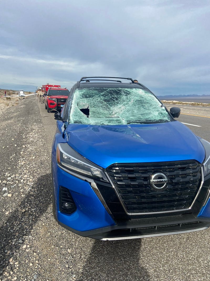 Scene of a crash between a small plane and SUV on U.S. 95 near Kyle Canyon Rd om 1/7/23