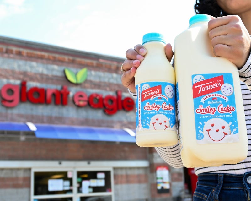 Turner Dairy Farms Eat'n Park Smiley Cookie Milk available at Giant Eagle and GetGo
