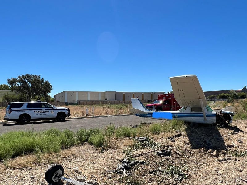 Single-engine Cessna 150 crashes at Nut Tree Airport in Vacaville, Calif. on Wednesday, Aug. 24, 2022.