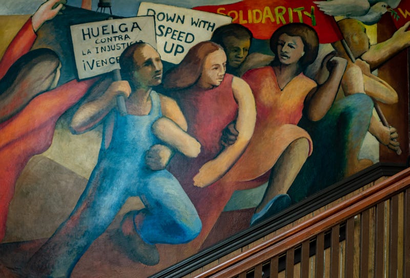 Part of the "Solidarity" mural that was recently removed from the United Electrical, Radio and Machine Workers of America hall in Chicago.