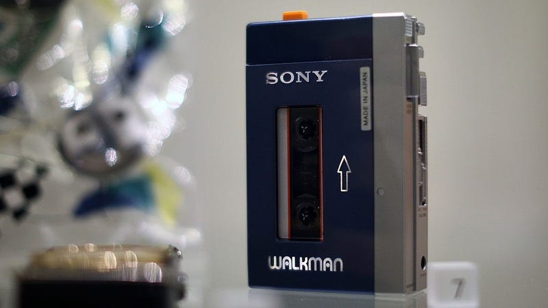 A 1980 Sony Walkman 'Stowaway TPS-L2' is pictured during a press preview for the Victoria and Albert Museum's new Toshiba Gallery of Japanese Art on November 2, 2015 in London, England. 