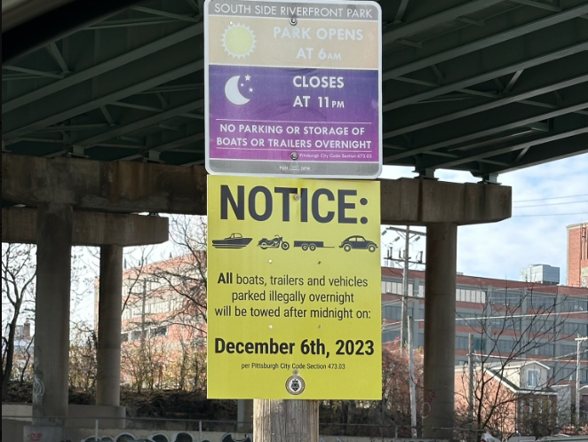 Notice on South Side Riverfront Park