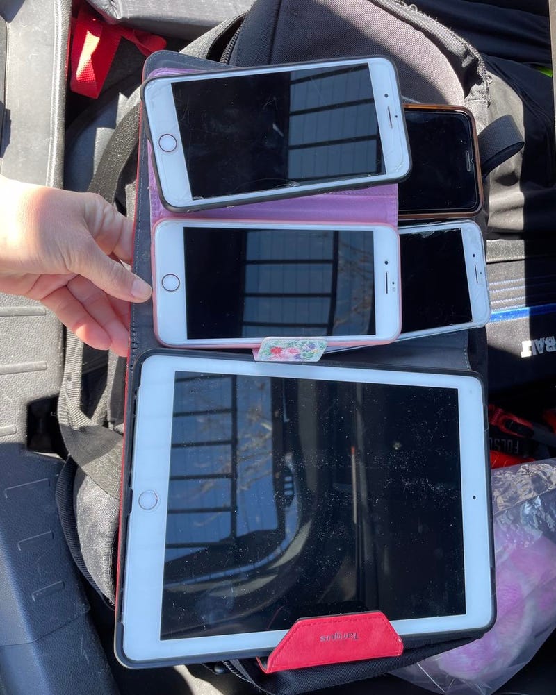 The phones and iPads belonging to the Premier Spa employees that were stolen and returned.