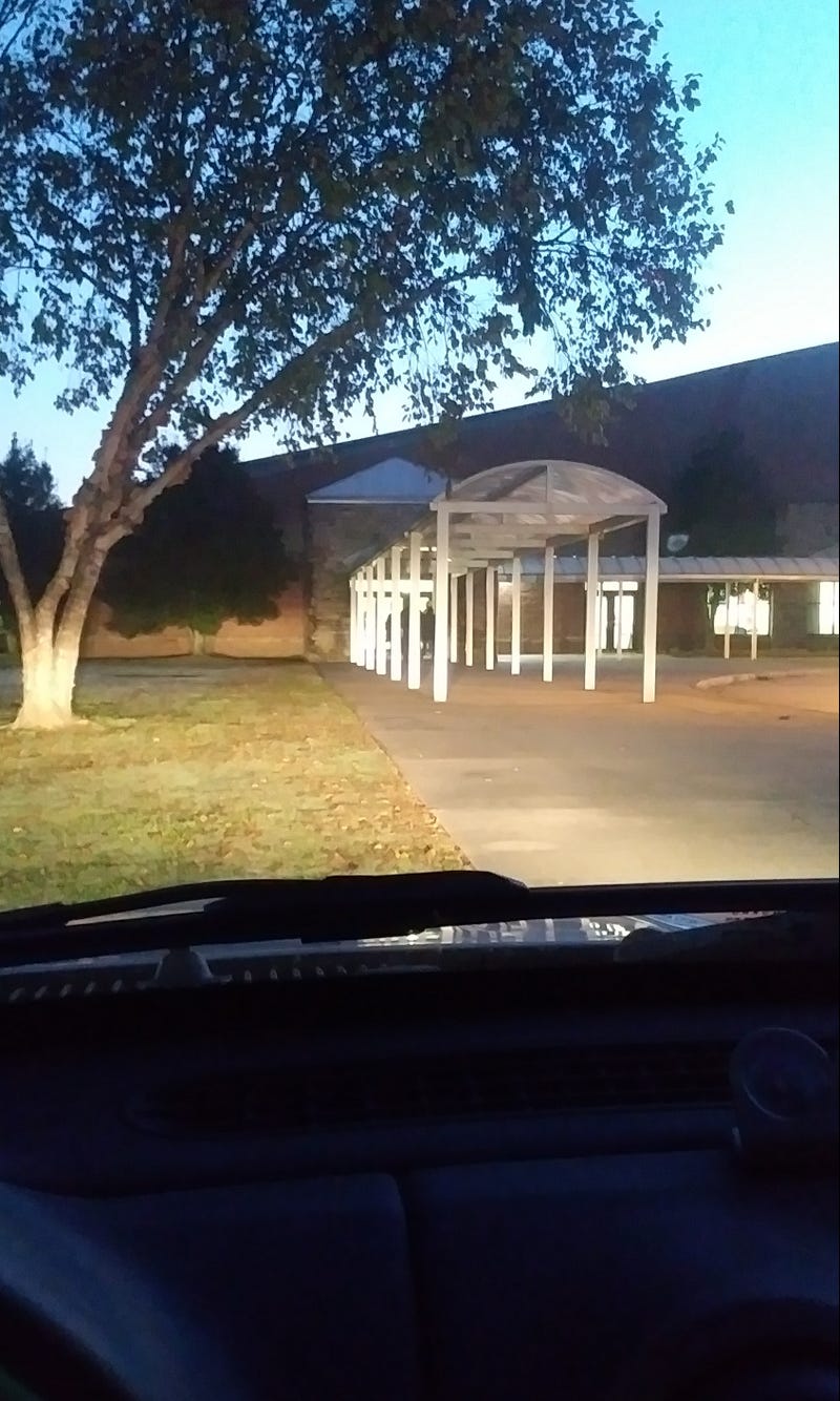 Small line outside Anderson Mill Elementary at 6:30 a.m. 