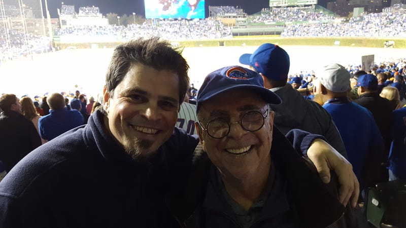Matt Spiegel and his father, Herb, enjoy a Cubs game at Wrigley Field.