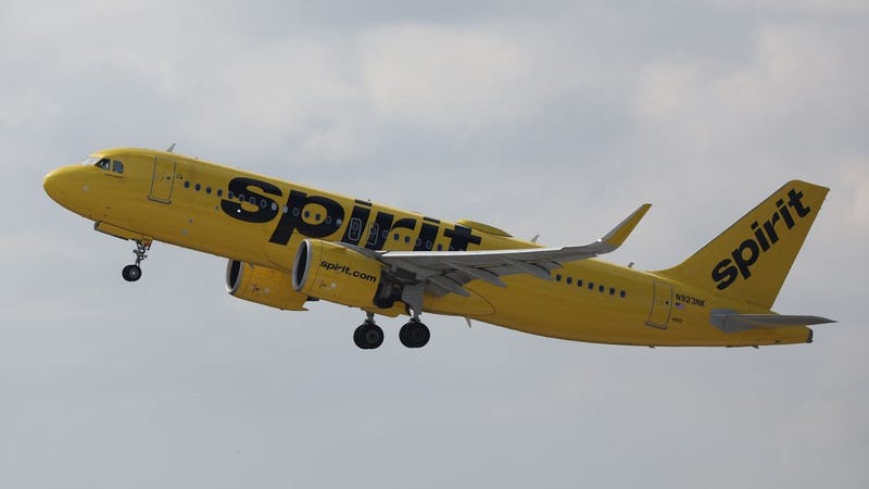  A Spirit Airlines plane takes off from the Fort Lauderdale-Hollywood International Airport on February 07, 2022 in Fort Lauderdale, Florida. 