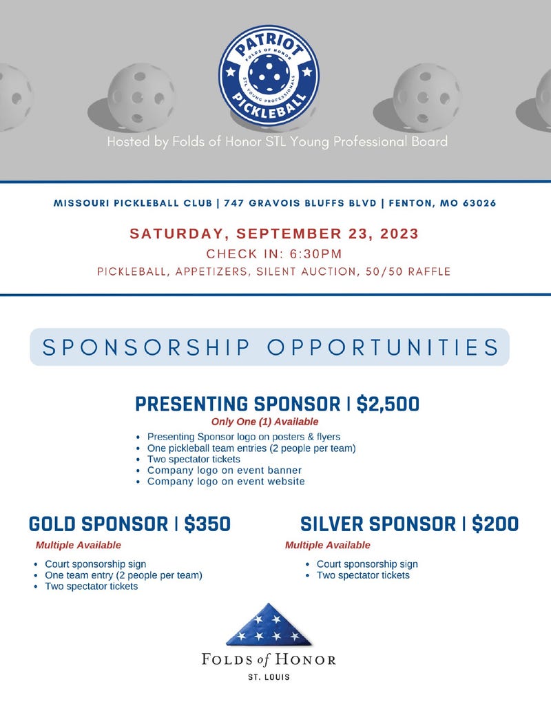 FOH Young Professional's Pickleball Tournament registration form