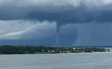 Mackinac Bridge Authority photo of water spout