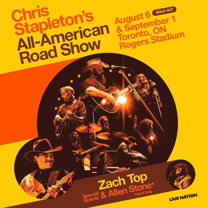 Chris Stapleton's All American Road Show in Toronto on Sept 1st