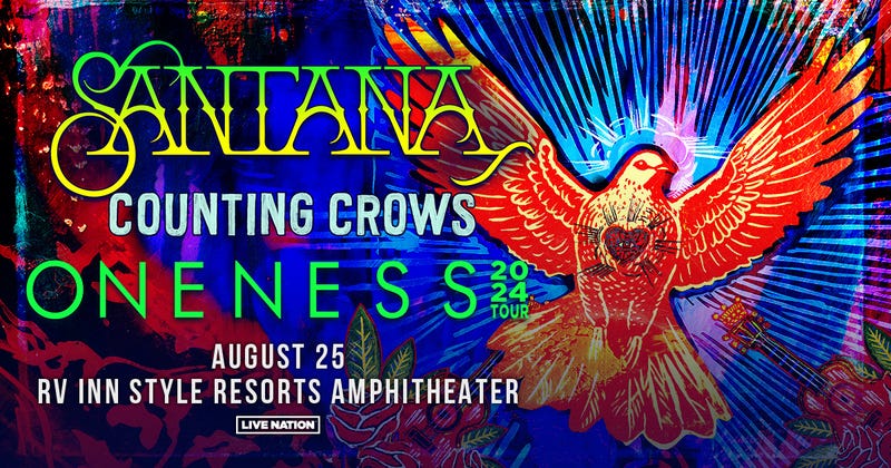 Santana w/Counting Crows: Oneness 2024 Tour, August 25th, 2024 at RV Inn Style Resorts Amphitheater