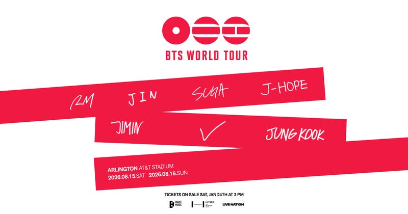 BTS World Tour August 15 and August 16 AT&T Stadium in Arlington 