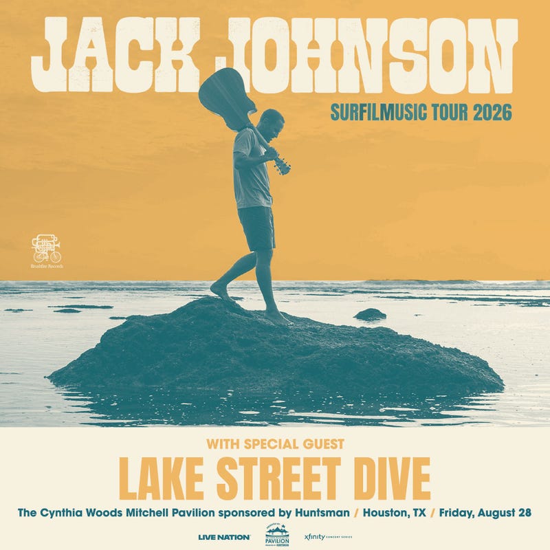 Jack Johnson August 28 2026 with Lake Street Dive at Cynthia Woods Mitchell Pavilion 