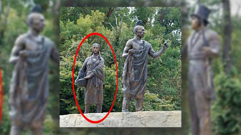 The François Chouteau & Native American Heritage Fountain in Kansas City, MO, seen before the theft of a statue