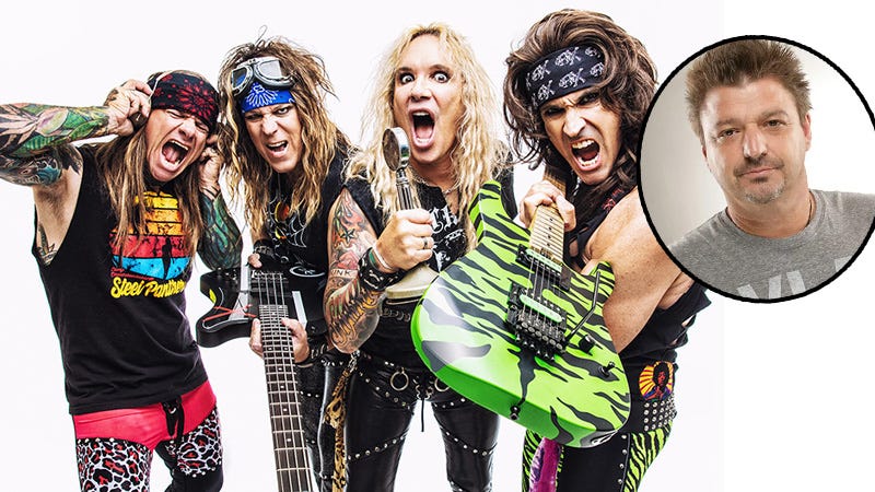 Steel Panther band with Stoney in circle inset