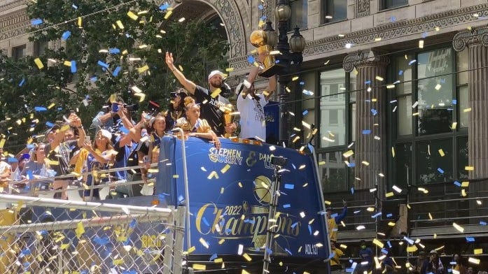 Goat in Steph Curry jersey spotted at Warriors victory parade