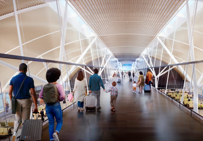 An elevated walkway included in the renderings of O'Hare Airport's latest expansion. 