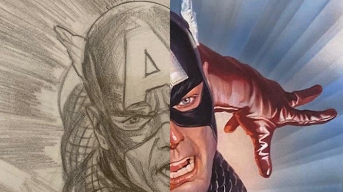 'Marvelocity' and the dichotomy of Alex Ross comic book heroes: humanly rumpled super humans