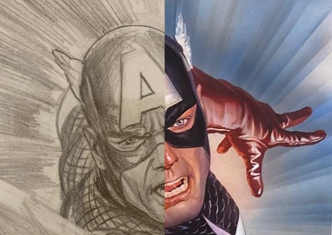 Captain America -- sketch and painting