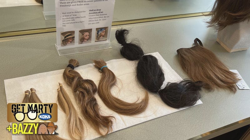 Examples of donated hair used to create Hair Halos.