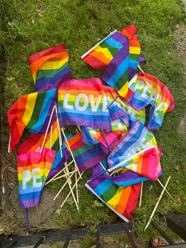 Torn down Pride flags at the Stonewall National Monument found on Friday morning.