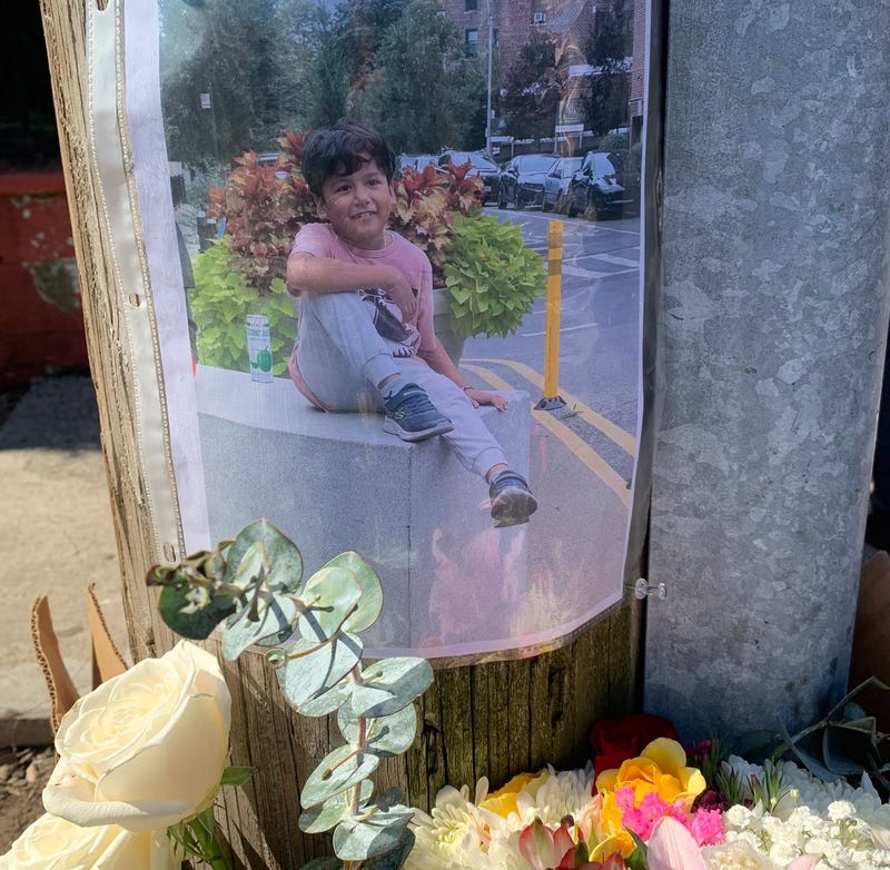 Bayron Palomino Arroyo, 8, was struk by a pick-up truck and killed in East Elmhurst, Queens on Wednesday.