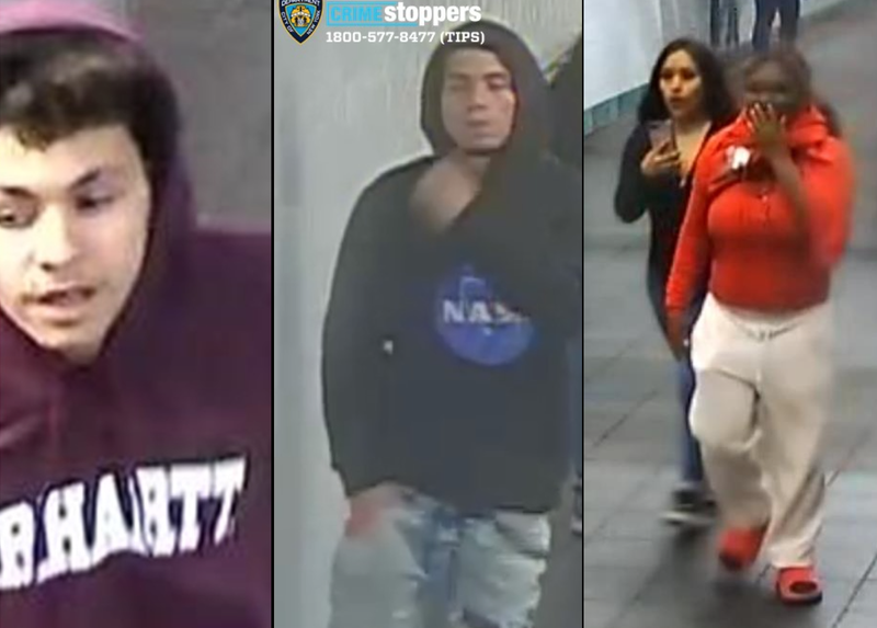 Two men and two women are wanted for questioning in Monday's robbery at a Times Square subway station
