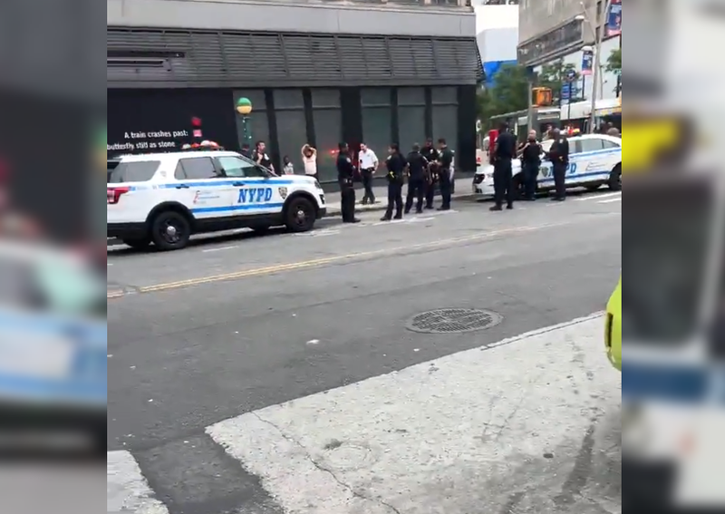 There was a large police presence outside of the Jay Street–MetroTech station following the slashing Tuesday evening