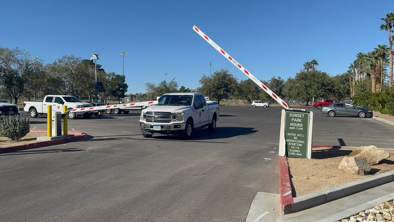 Security gates allow a vehicle to pass at Sunset Park.