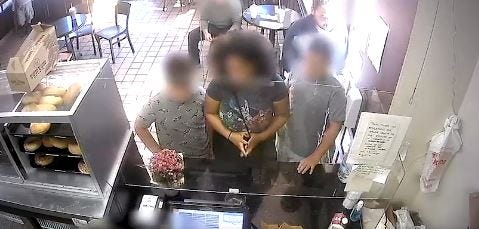 Surveillance footage of the moment police say show Farid Lalezarzadeh pinching a young boy's butt.