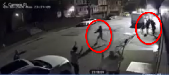 Surveillance video from outside of the warehouse where the shooting occurred.