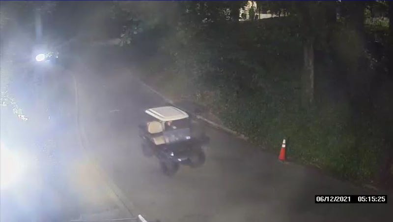 Vandalism suspect in golf cart