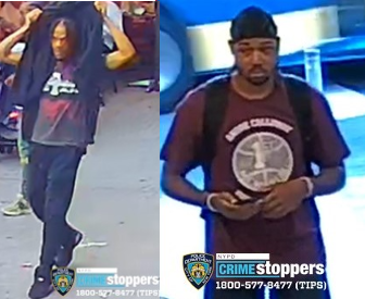 Two suspects wanted in connection to a stabbing and shooting of a man in upper Manhattan on June 15 that left him and a bystander injured.