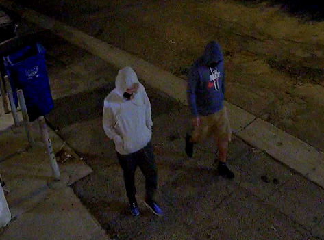 Suspect-1 is described as a 20 to 25-year-old male standing at 5 feet 7 inches tall and weighing between 150 to 170 pounds. He was last seen wearing a blue sweatshirt with Nike logo on the chest and black tennis shoes. Suspect-2 is described as a 20 to 25-year-old person of unknown gender standing at 5 feet 7 inches tall and weighing between 120 to 140 pounds. This suspect was last seen wearing a grey sweatshirt, black pants, and blue tennis shoes.